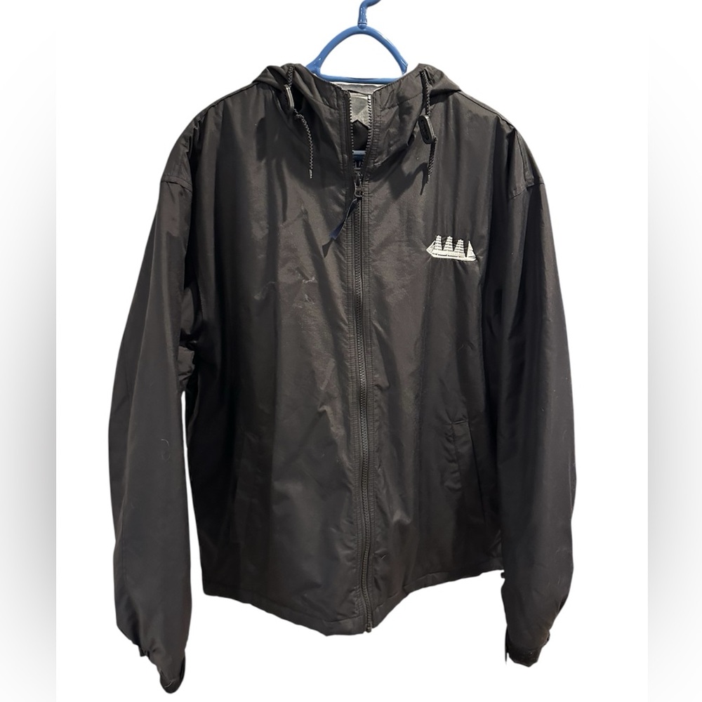 Men’s Black Hooded Windbreaker Jacket - sz M